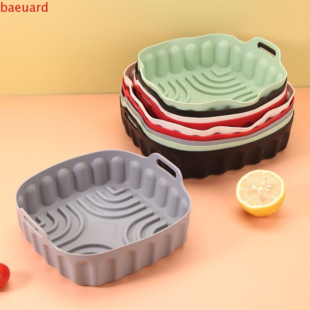 BAEUARD ซิลิโคนหม้อทอดอากาศ,Non-stick Square Air Fryer หม้อถาดอบ,ทนทาน 7/8 นิ้ว Air Fryer แทรกถาดเตาอบแบบใช้ซ้ําได้ร้านอาหาร