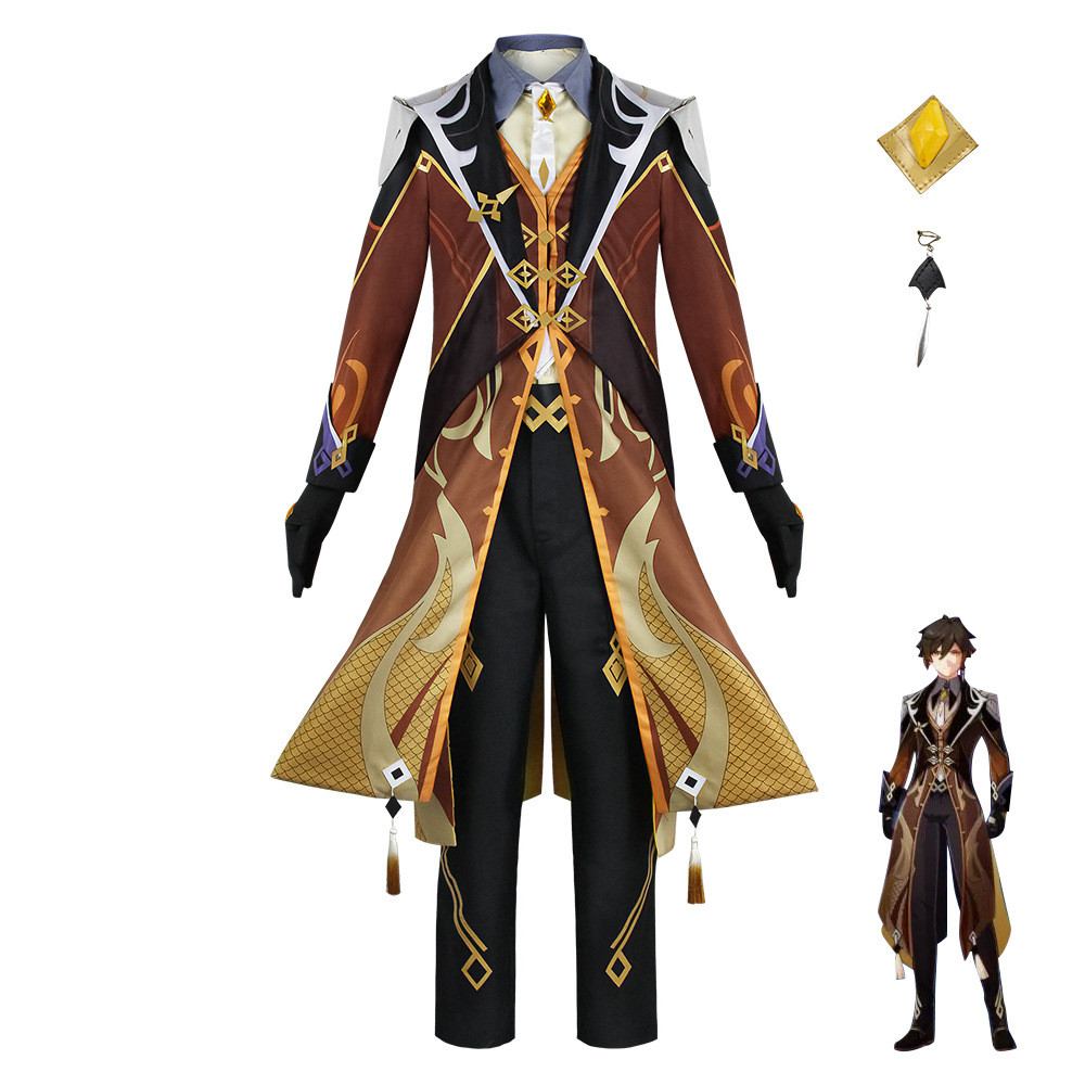 Zhongli Cos Costume Full Set Uniform Cosplay Anime Clothing Zhongli C Clothing Men's Performance Wea