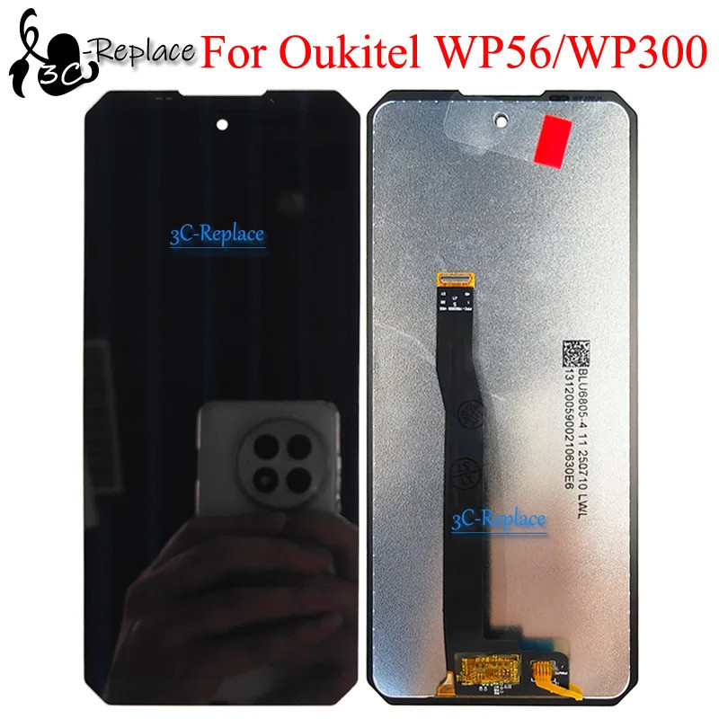 สีดํา 6.8 นิ้วสําหรับ Oukitel WP56 Oukitel WP300 จอแสดงผล LCD Touch Screen Digitizer แผงประกอบอะไหล่