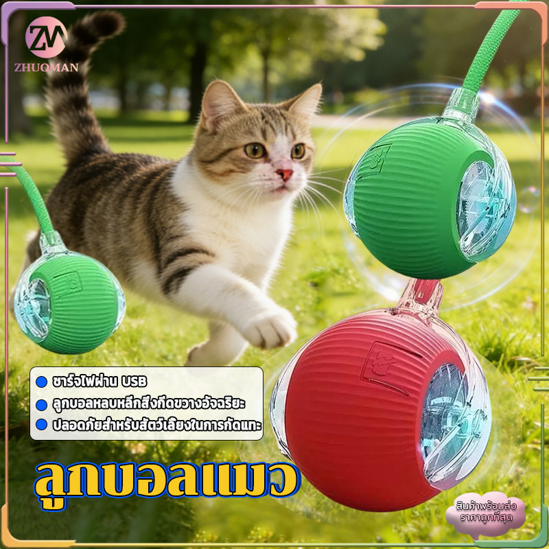 ลูกบอลแมว ลูกบอลมีหาง ลูกบอลสำหรับสัตว์เลี้ยง 360 องศา เรืองแสง แบบโต้ตอบอัตโนมัติรองรับการชาร์จแบบType-C
