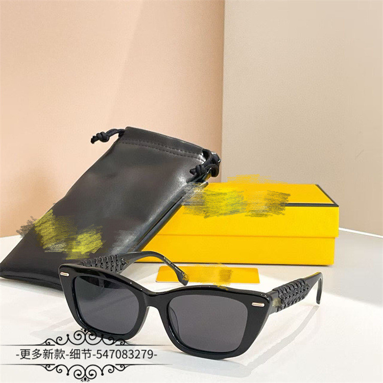 O9WR FEN'' Cat-eye frame woven leg sunglasses for women, fashionable sunglasses for trendy men fe401