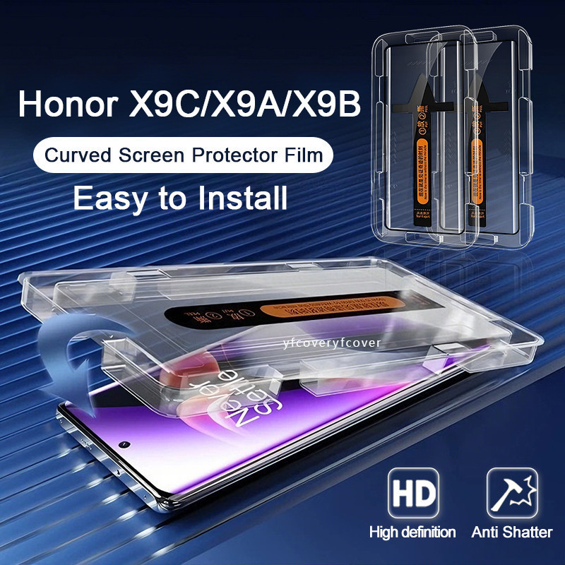 สําหรับ Honor X9C X9B X9A กระจกนิรภัยโค้งสําหรับ Honor X50 Pro GT X40 5G ฝุ่นติดตั้งฟรี HD Screen Pr