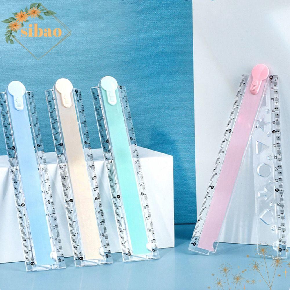 SIBAO ไม้บรรทัดพับได้ 30 ซม. โปร่งใส อเนกประสงค์ วัดเรขาคณิต พกพาสะดวก สำหรับนักเรียน สำนักงาน ทนทาน