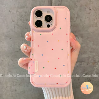 เคสหนังลายจุดสีรุ้ง สีครีม/ชมพู ดูแพง กันกระแทก สำหรับ iPhone 15 Pro Max 16 13 12 17 Air 11 X/Xr/Xs/Xs Max 14 7 8 Plus