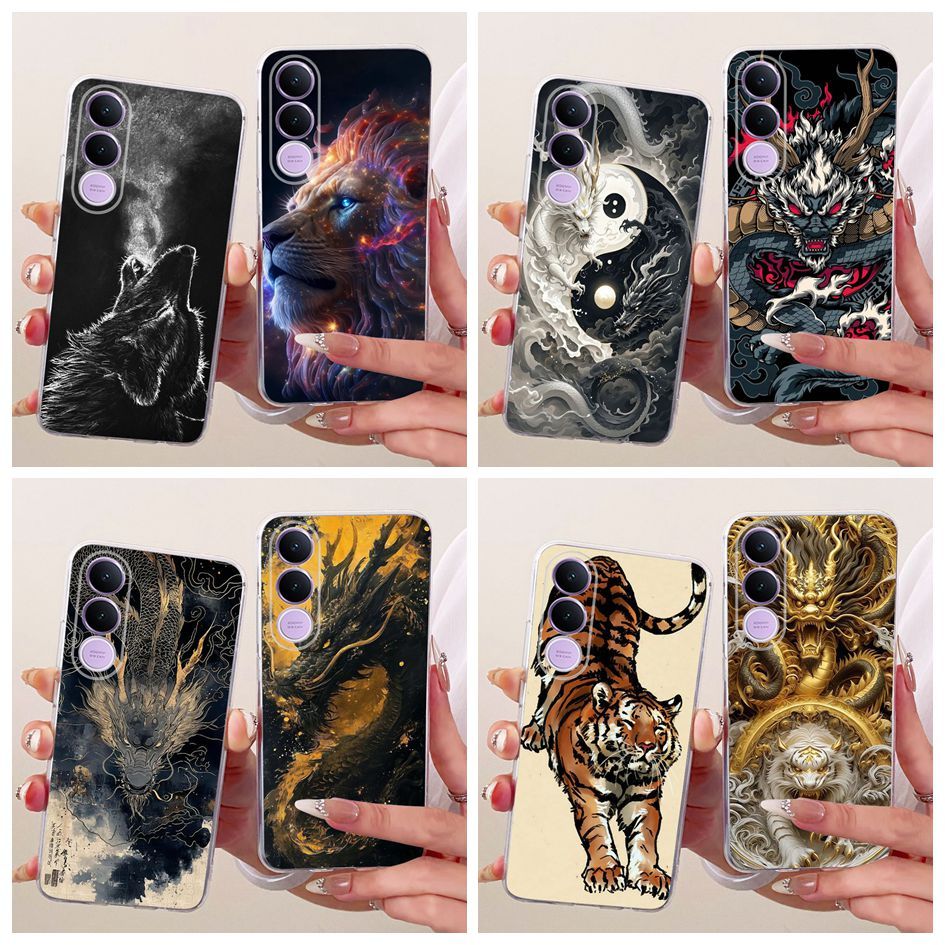 Cool การ์ตูนสําหรับ Vivo V70 FE 5G ปลอก V2550 มังกร Lion Wolf Tiger ซิลิโคนนุ่มเคสโทรศัพท์สําหรับ VivoV70 FE V70FE 2026 Shell
