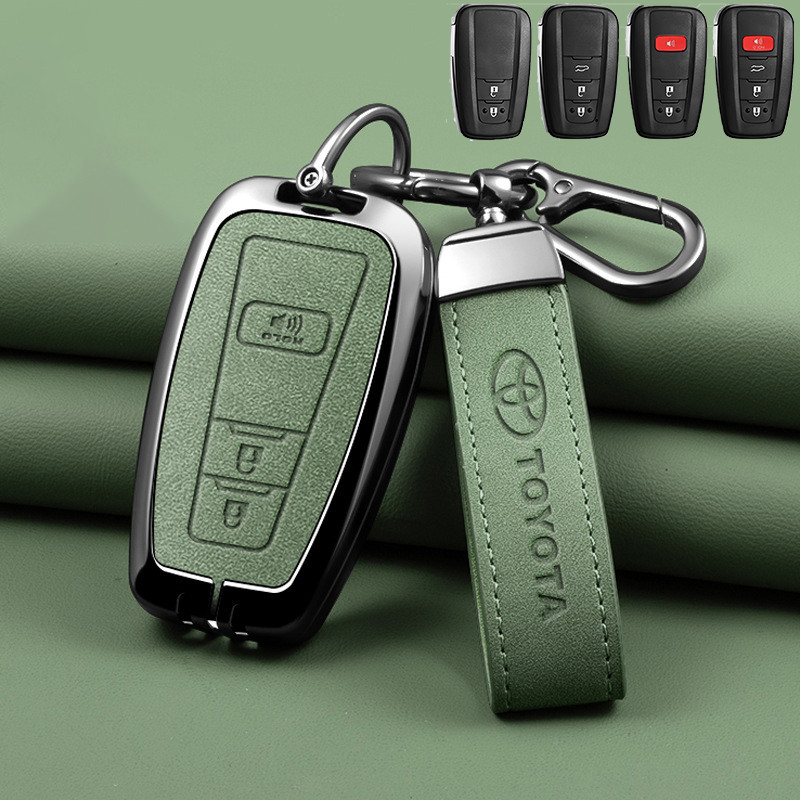 สังกะสีอัลลอยด์ Nubuck & รถฝาครอบพวงกุญแจปุ่มของแท้หนังสําหรับ Toyota Corolla Cross Altis CHR CH-R C