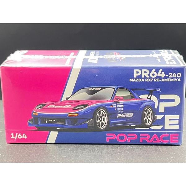 POPRACE 1:64 MAZDA RX7 RE-AMEMIYA - BLUE/PINK