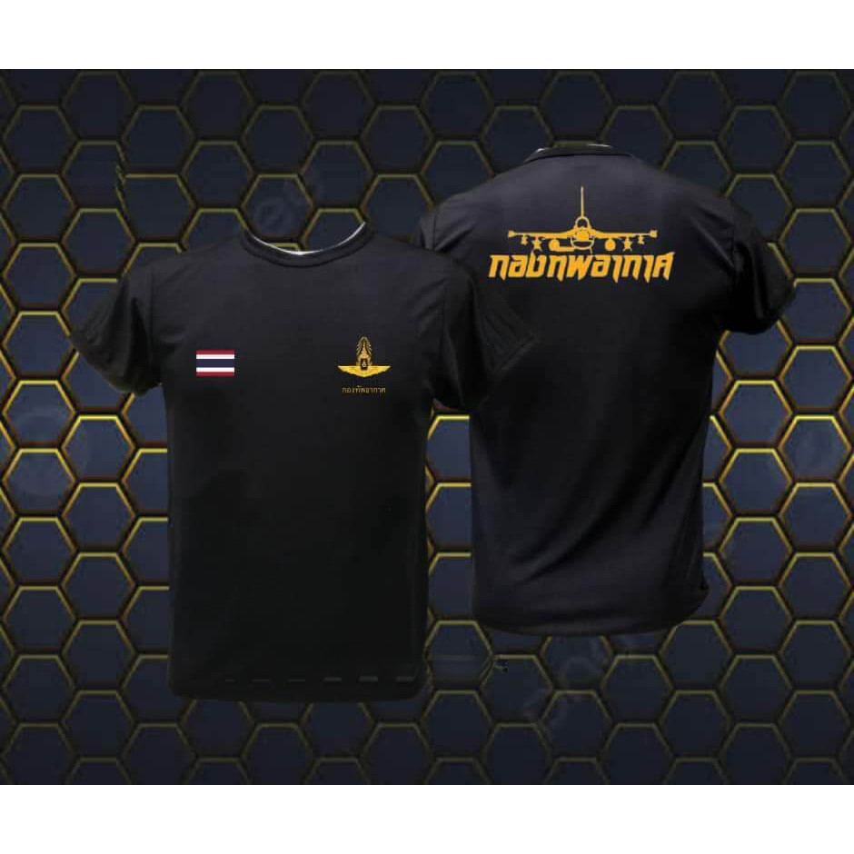 เสื้อยืดพิมพ์ลายกราฟิก "Air Force" สไตล์ทหาร ผ้าคอตตอน 100%, คอกลม แขนสั้น unisex มีไซส์ S-5XL