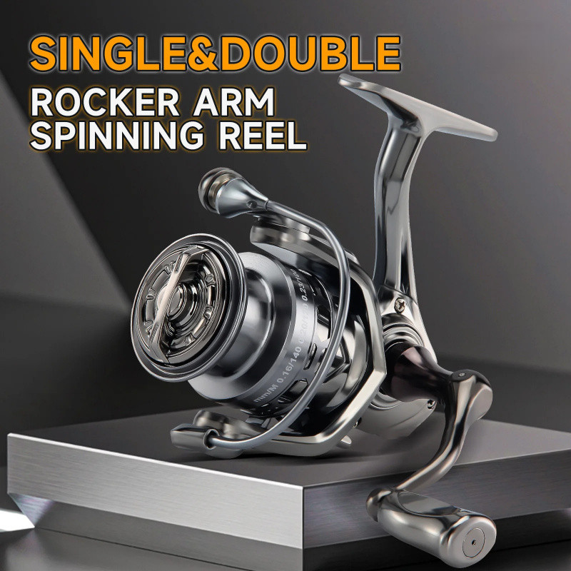 จอก spin fishing พร้อมแขนเดียวและสองแขน อัตราทดเกียร์ 5.2:1 สูงสุด 19.84 Lbs ดีไซน์โรลเม탈