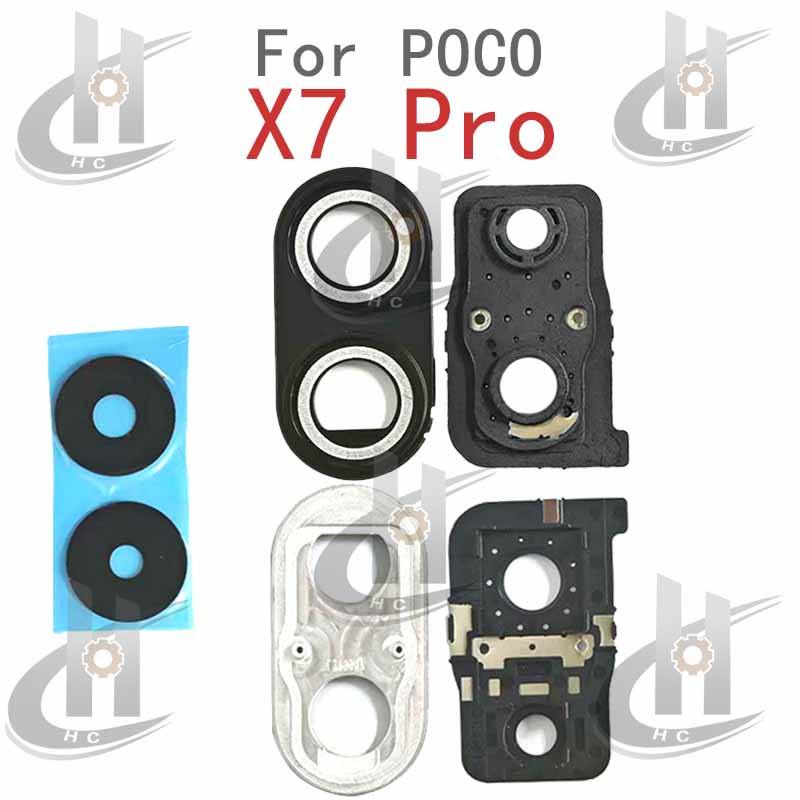 ด้านหลังแหวนกล้องเลนส์ฝาครอบกระจกพร้อมกรอบสําหรับ Xiaomi POCO X7 Pro อะไหล่ทดแทน