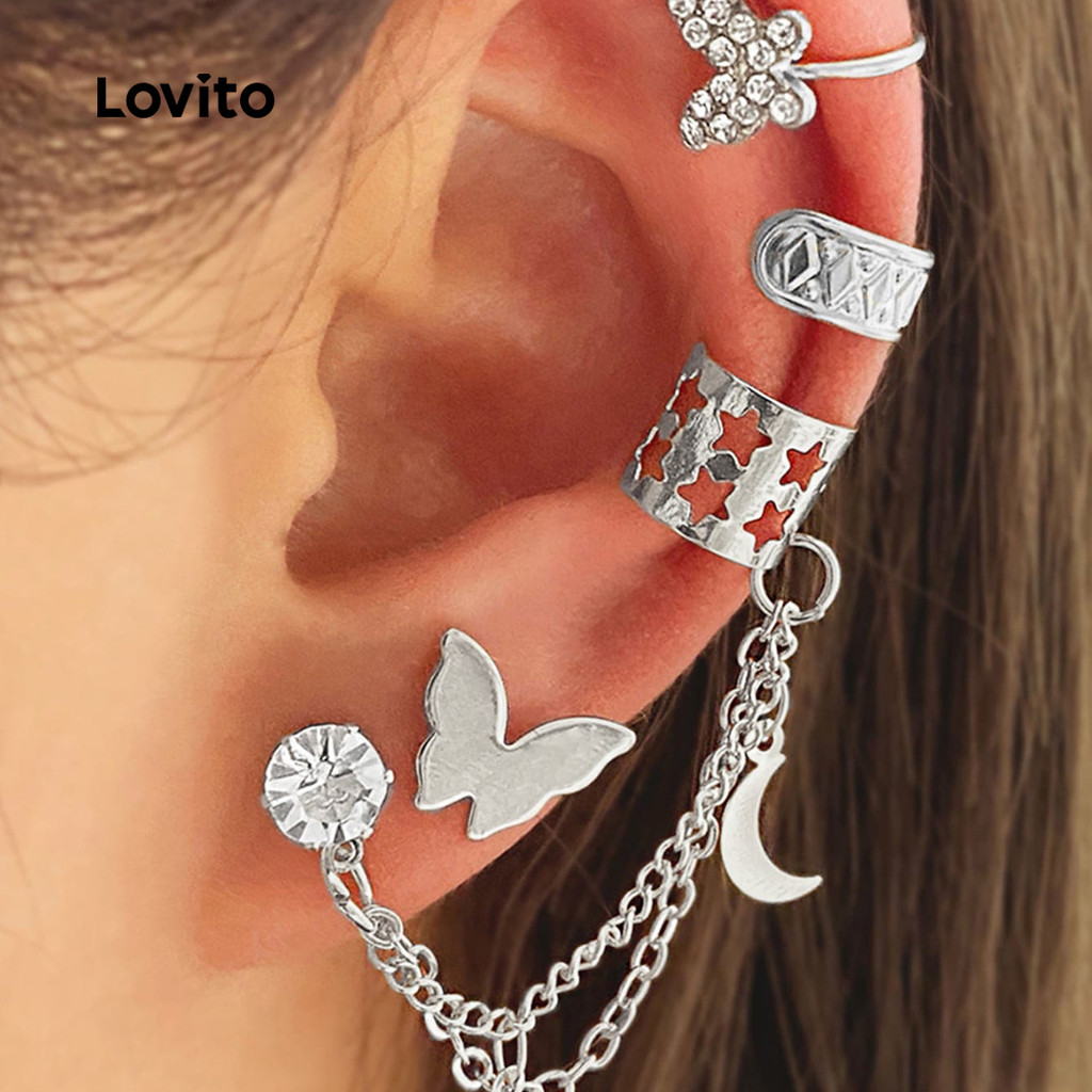 Lovito ต่างหูไรน์สโตน LCS31A53