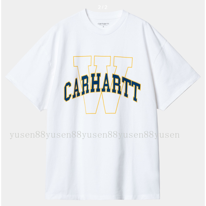 Carhartt WIP เสื้อยืดแขนสั้น ผ้าฝ้ายแท้และทรงหลวม พิมพ์ลายรอบคอ เหมาะสำหรับทั้งชายและหญิง