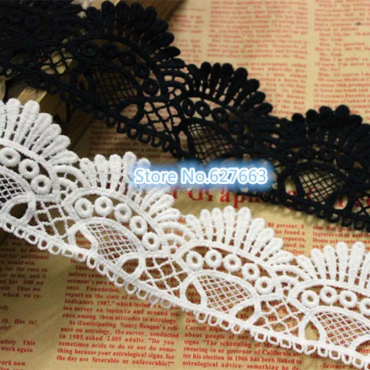 5cm Width Embroidered Lace Fabric Black Water Soluble Lace Cotton Lace Fabric Free Shipping