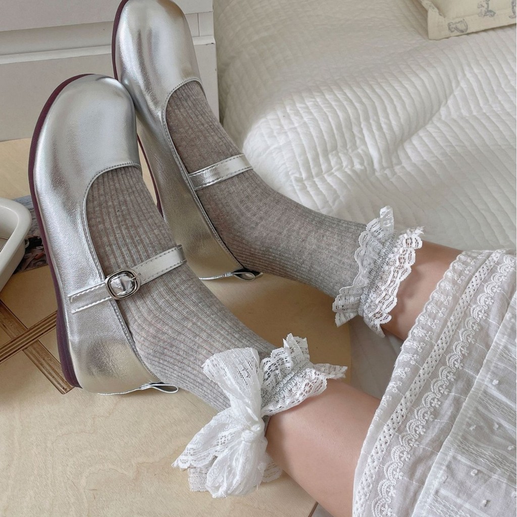 ถุงเท้าผ้าฝ้ายสไตล์เกาหลี JK ตกแต่งด้วยโบว์ลูกไม้ ระบายอากาศได้ดีและสวมใส่สบาย - รูปที่ 7