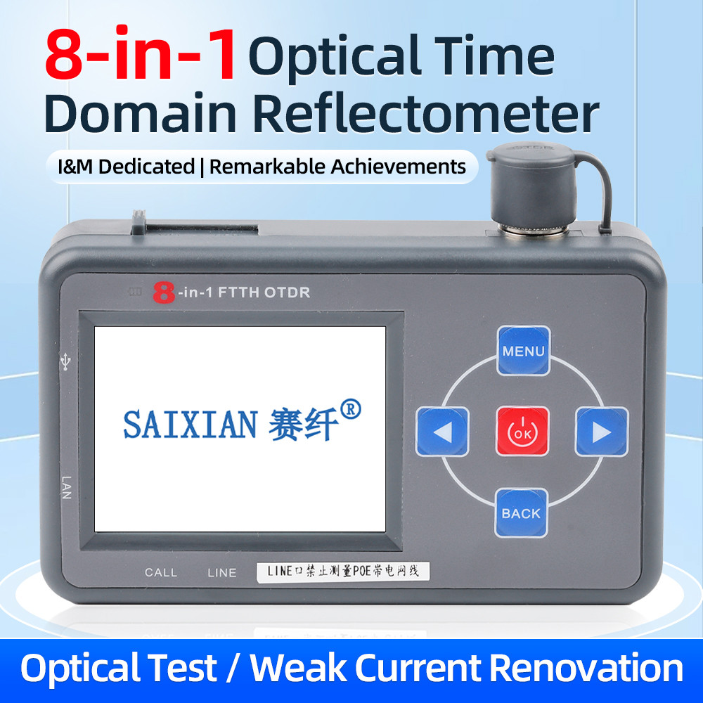 ใหม่ OTDR พร้อมความยาวคลื่น 1310/1550 นาโนเมตร เครื่องวัดพลังงานแสงออปติคอลสีแดง และการทํางาน 8-ใน-1