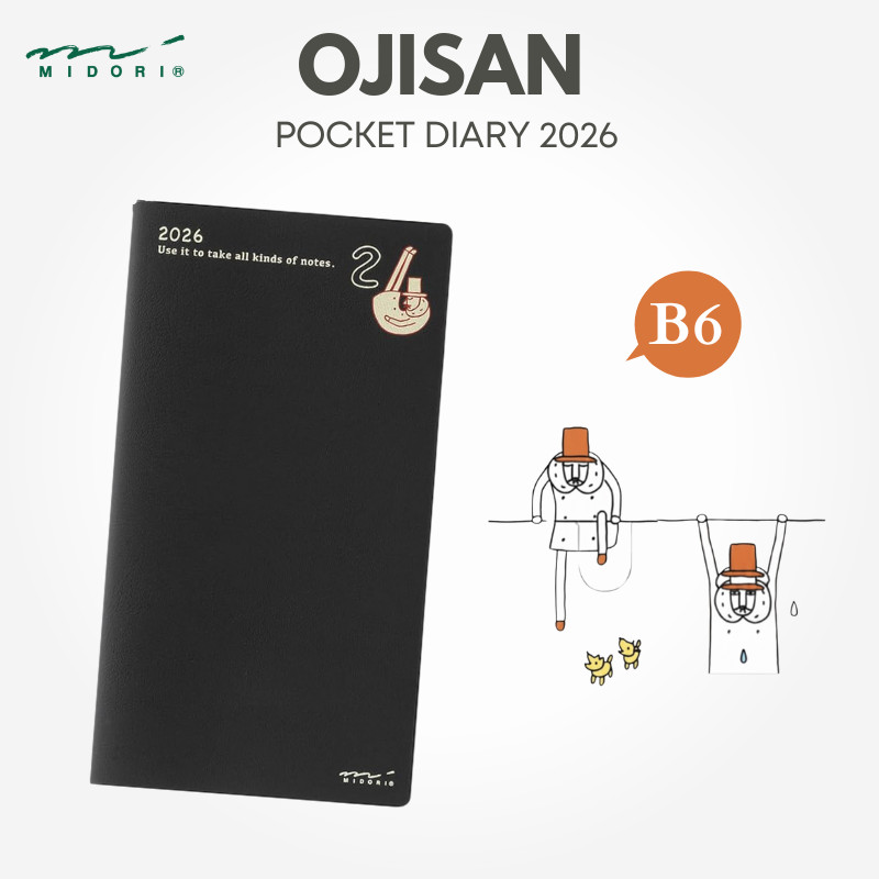 MIDORI OJISAN Slim Pocket Diary 2026 B6 (Starting January 2026) 22365006