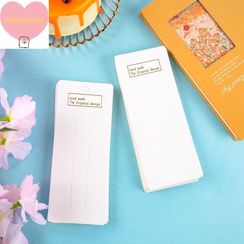 HANHAI 50 ชิ้นสีขาวกระดาษการ์ดอุปกรณ์เสริมผม Dispaly การ์ด DIY Handmade Hairband เครื่องประดับบรรจุภัณฑ์ราคาแท็กการ์ด TH
