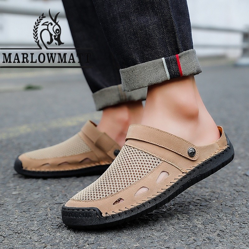 Marlowmatt شبشب رجالي جلد مضاد للانزلاق والماء — صورة 7