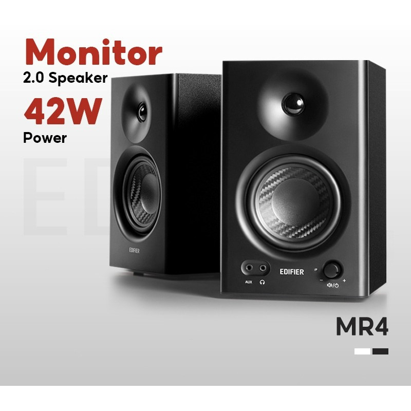 Edifier MR4  ลำโพงมอนิเตอร์ 2.0 พร้อม RMS 42W เพิ่มประสิทธิภาพด้วยเครื่องขยายเสียงคลาส D TRS, RCA, A
