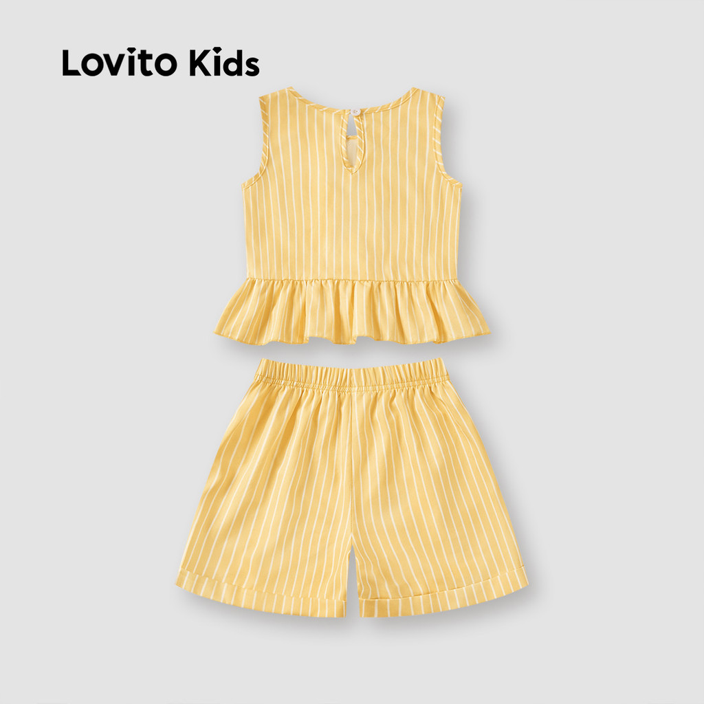 Lovito Kids طقم شورت بنات بشرائط — أصفر — صورة 4