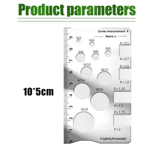 เก็บปลายทาง！ไม้บรรทัดวัดเกลียวน็อตสแตนเลส M3-M18 เครื่องวัดเกลียวสกรู เครื่องมือช่างมัลติฟังก์ชั่น พกพาสะดวก