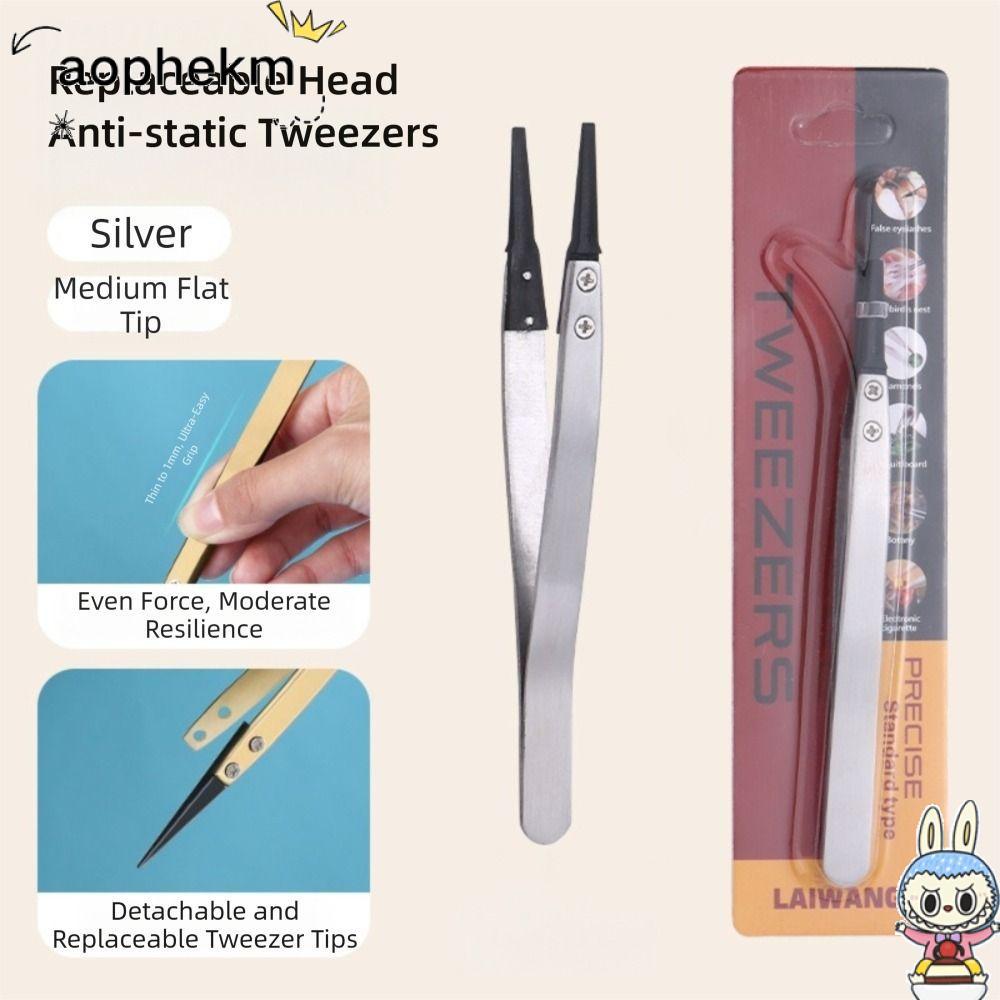 AOPHEKM Tweezer, ESD Anti-static Plastic Tips Precision Tweezer, Replacement Tips Precision Insulati