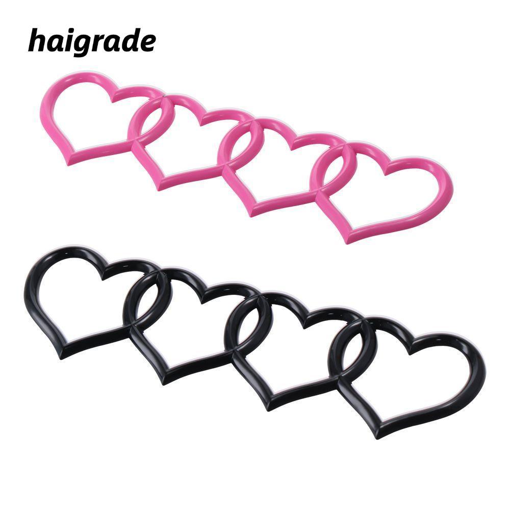 HAIGRADE Love Heart โลโก้, 8.58*2.76in สีดํา,สีชมพูด้านหลังสัญลักษณ์,อุปกรณ์เสริมตกแต่ง ABS ด้านหลัง