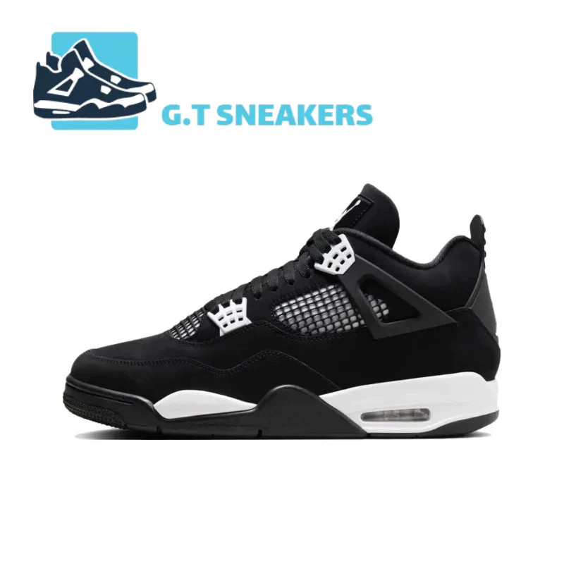AIR JORDAN 4 Retro สีดําสีขาวกลางหลอดผู้ชายผู้หญิงรองเท้าเบาะกันกระแทกบาสเกตบอลกีฬา FQ8138-001 RYXX