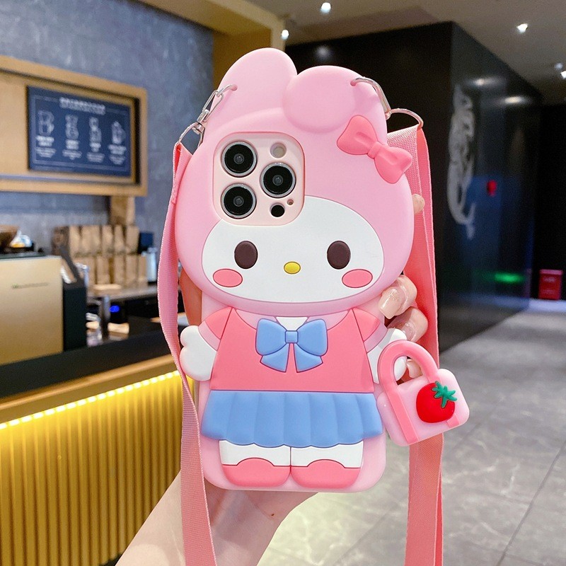 3Dการ์ตูนKuromi Melodyสายคล้องเคสโทรศัพท์สําหรับHonor Play 10 X6D X8D X9D X7D X8C X5B X7c X9c X6B X9