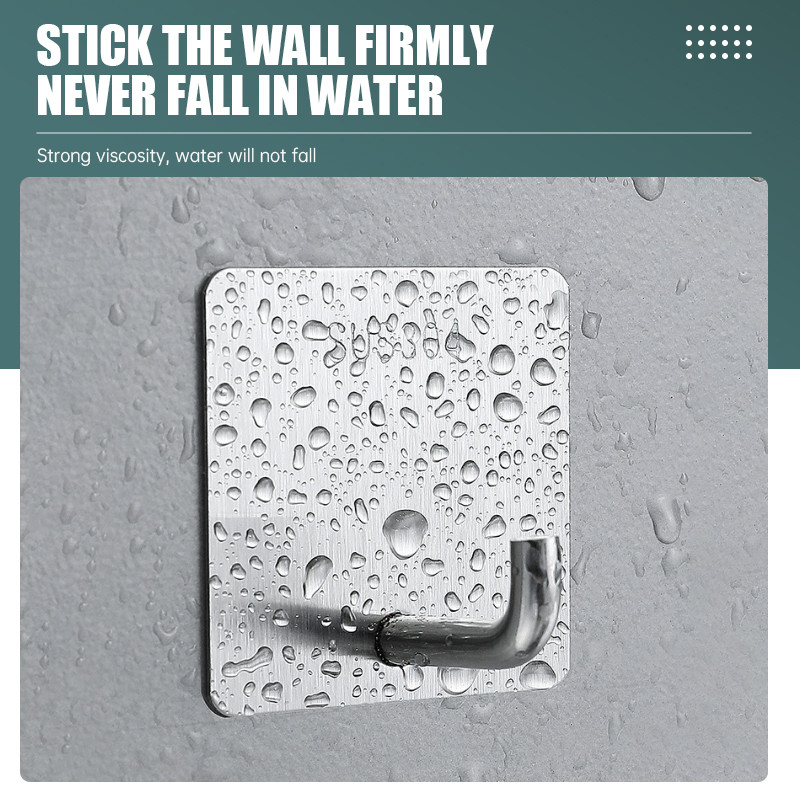 HomeBliss💖ตะขอสแตนเลส 304ตะขอติดผนังสแตนเลสกาวเหนียวติดทนไม่ลอก กันน้ำ รับน้ำหนักได้ดี มีรูพรุนในห ้องน ้ ําและห ้องครัว - รูปที่ 3