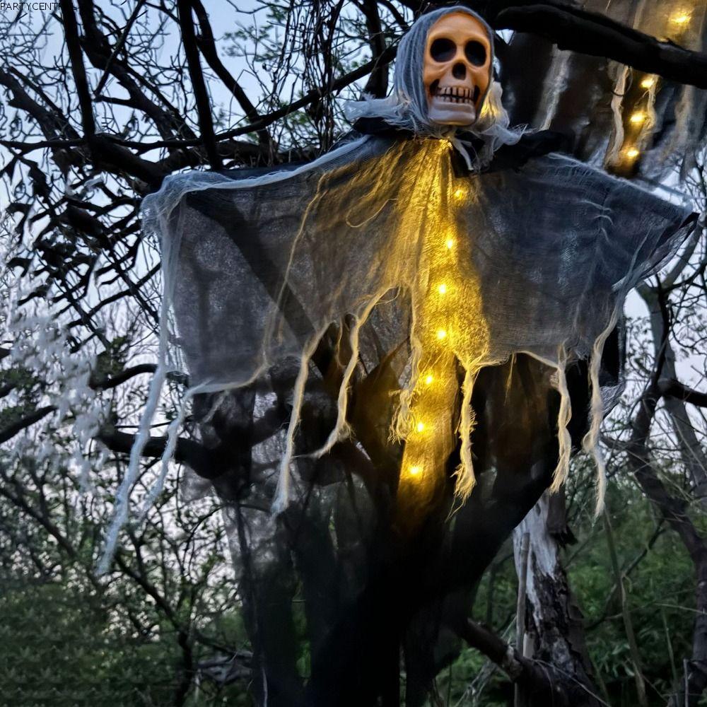 PARTYCENTRAL Skull Ghost Light Strings, LED ตกแต่งแขวน Skull Ghost Light, ตลกแขวนสยองขวัญธีม Ghost S