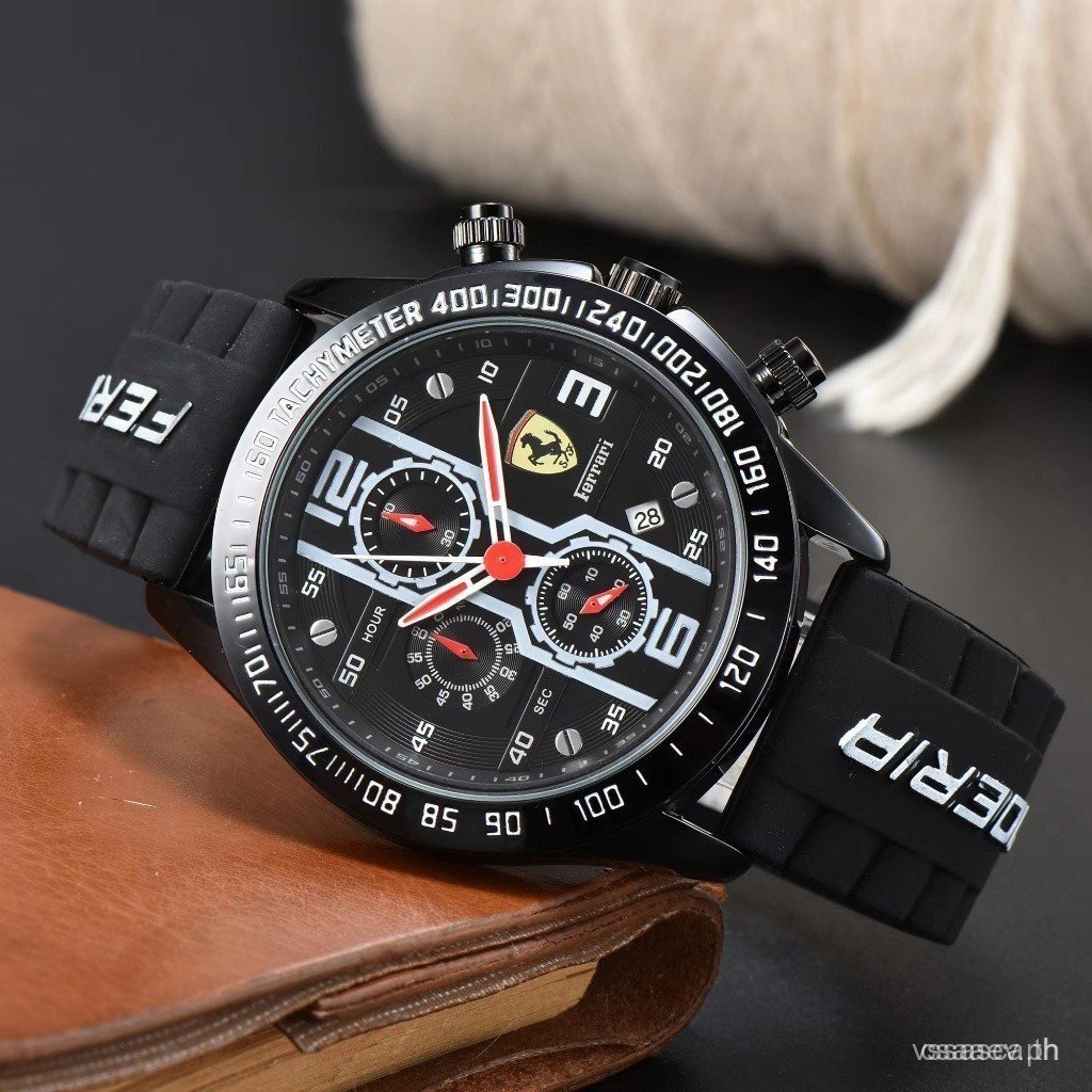 Ferrari Ferrari Ferrari สแตนเลสซองหนังแฟชั่นธุรกิจหรูหรานาฬิกาผู้ชาย Rui นาฬิกา YFGX QH9G