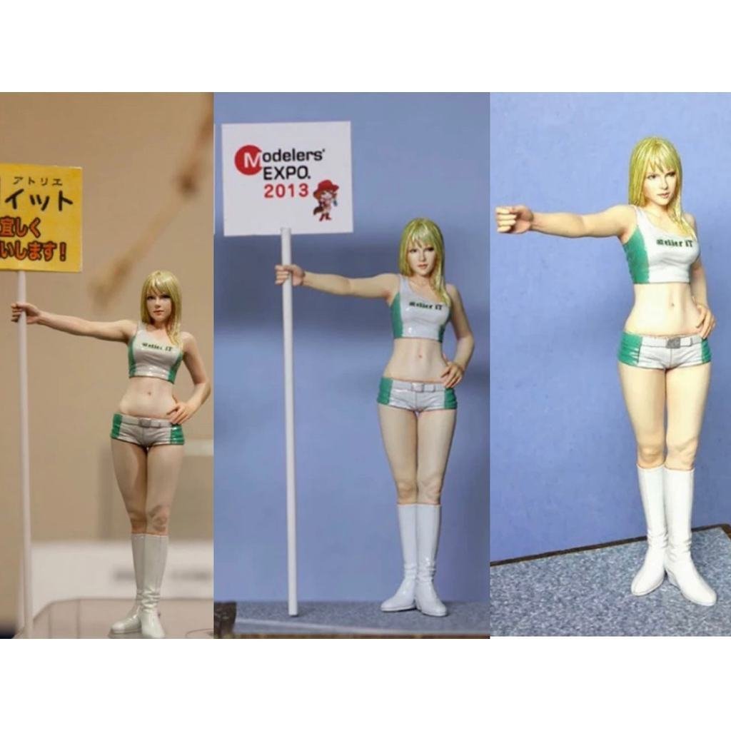 สินค้าใหม่ Lin Haoji 1/24 HQ24-02 Racing Girl รถเซ็กซี่รุ่นเรซิ่นตัวอักษร GK สีขาวรูปจัดส่งฟรี ZYYQ