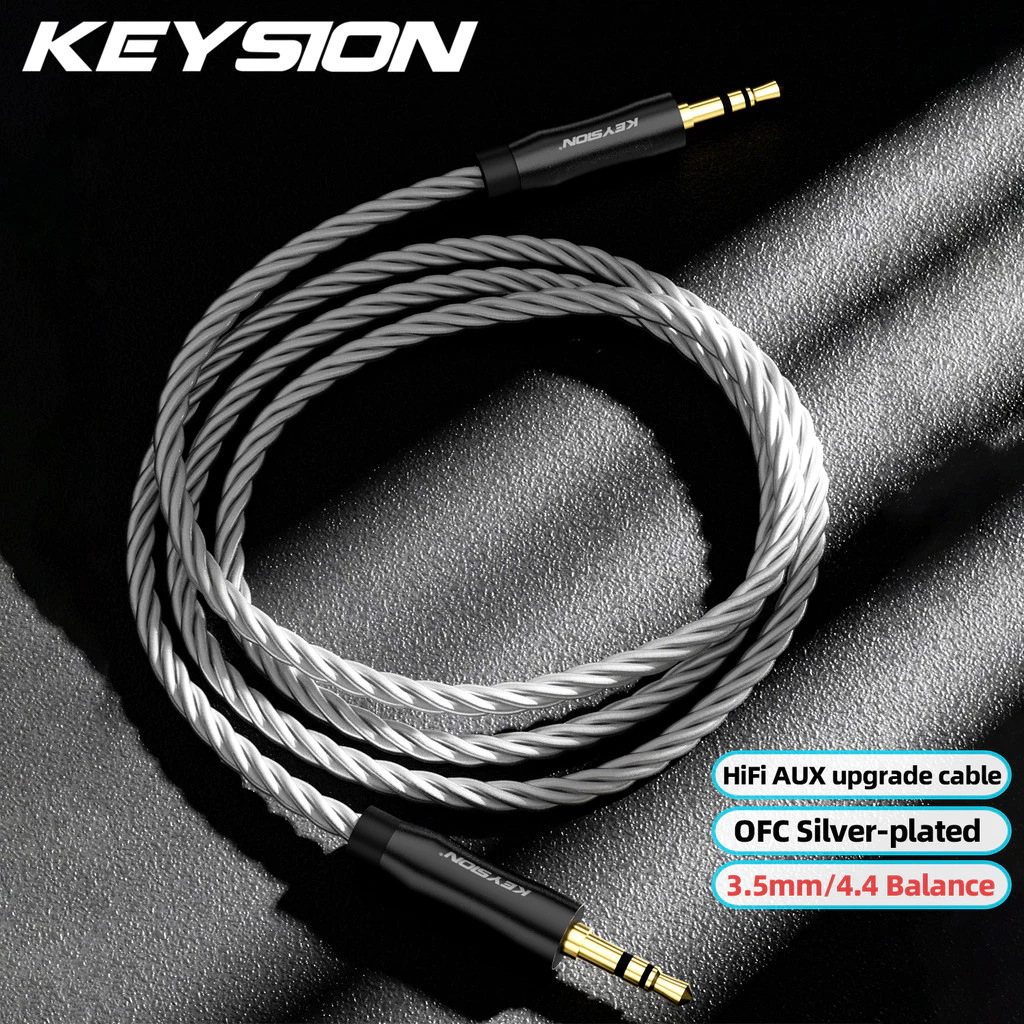 KEYSION 3.5 มม./4.4 มม.Balance ถึง 3.5 มม.สายสัญญาณเสียง Hi-end OFC Silver-plated HiFi สเตอริโอแจ็คชาย AUX สายไฟสําหรับหูฟังลําโพง