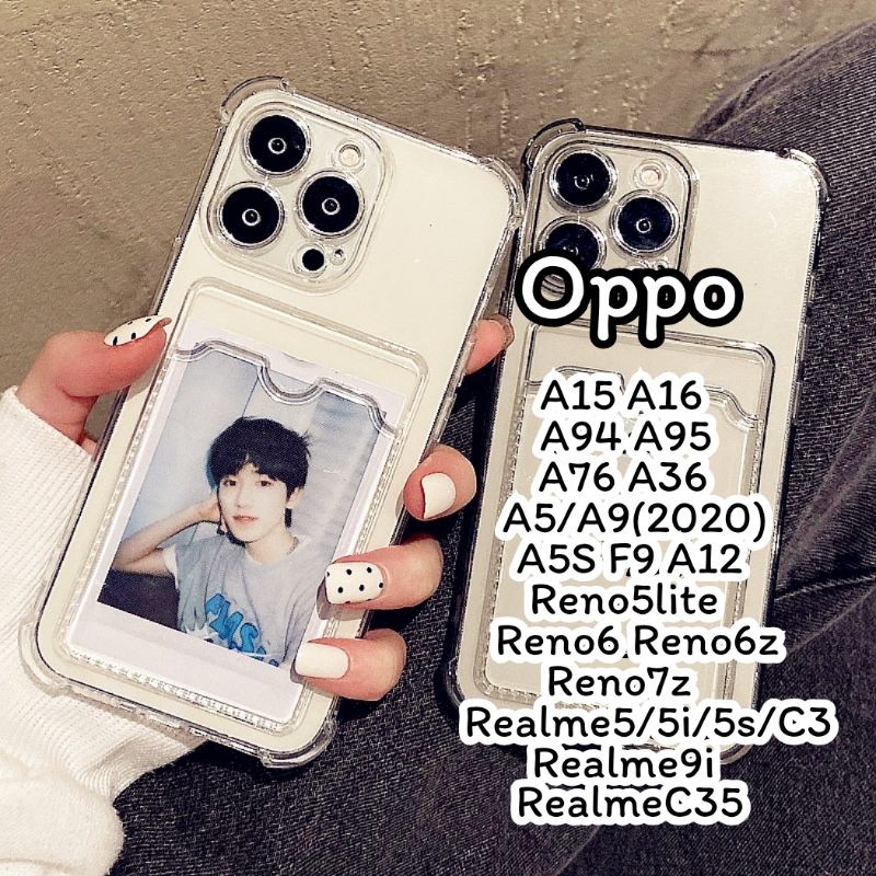 เคสใส่บัตร Oppo A15 A16 A94 A95 A5(2020) A5S F9 A76 A36 Reno5lite Reno6 Reno6z Reno7z Realme5 5i C3 