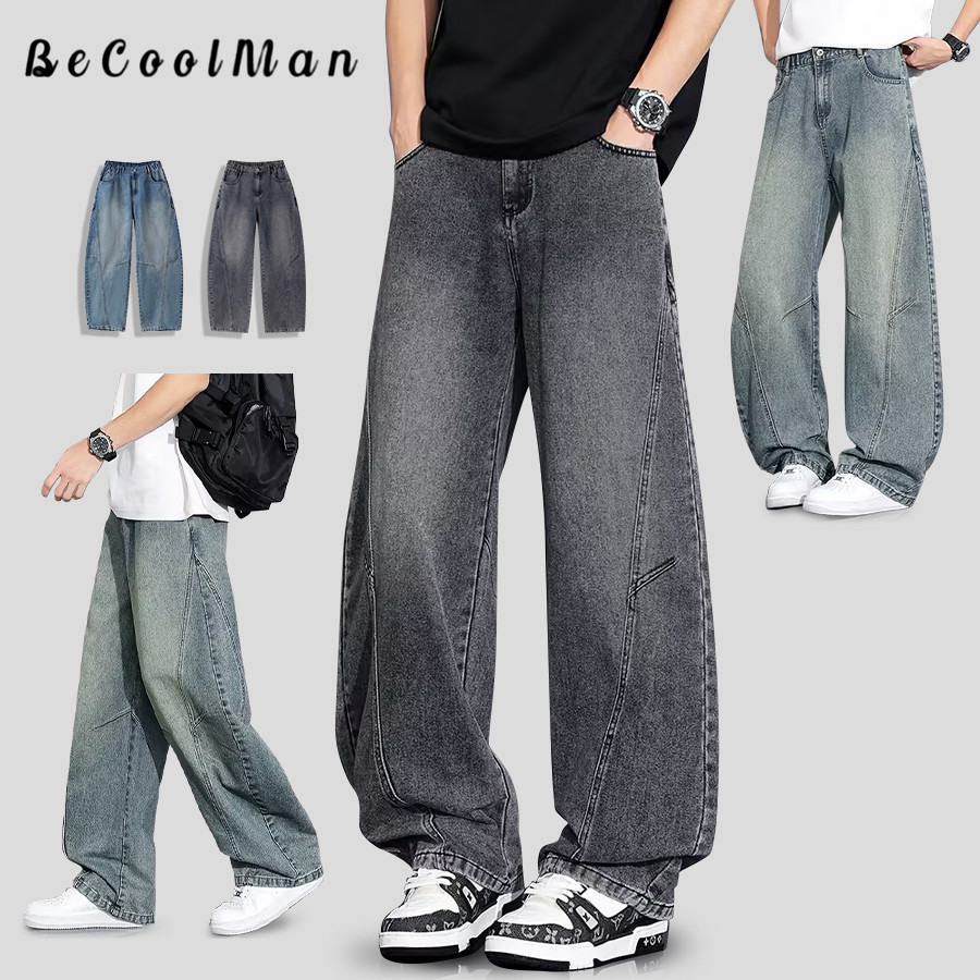 💥BECoolMan💥กางเกงยีนส์วินเทจแบบอเมริกัน ทรงตรงไม่รัดตัว ดีไซน์ล้างน้ำ ใส่ง่ายได้ทุกโอกาส ทั้งชายและหญิง