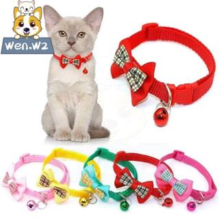 wen.W2 ปลอกคอแมว-น้องหมา แบบตาหมากรุกผูกโบว์ น่ารัก สุดคลาสส…