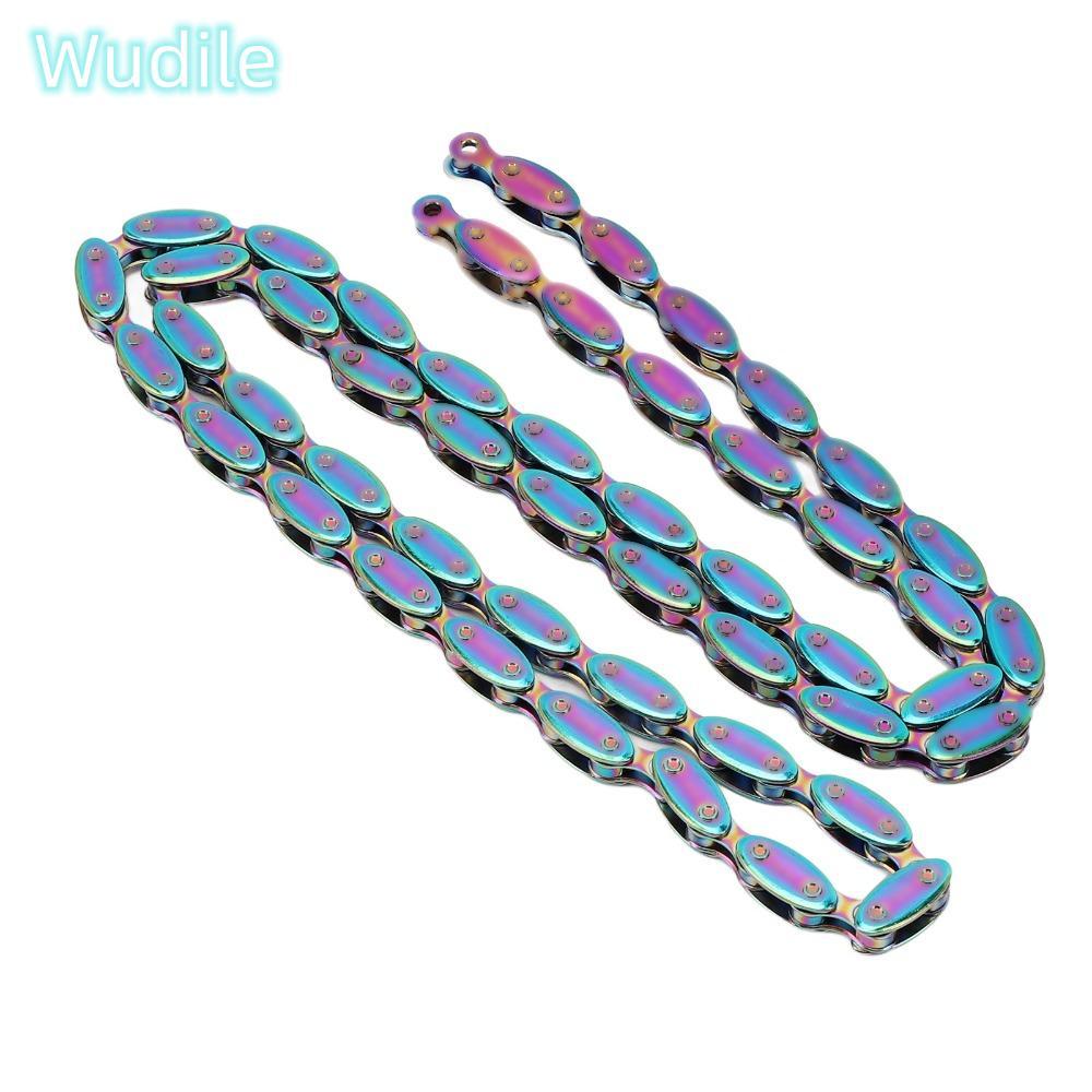 โซ่จักรยานความเร็วเดี่ยว WUDILE Rainbow ทำด้วยเหล็กแมงกานีสทนทาน ใช้งานได้กับจักรยาน BMX และ.Fixed G