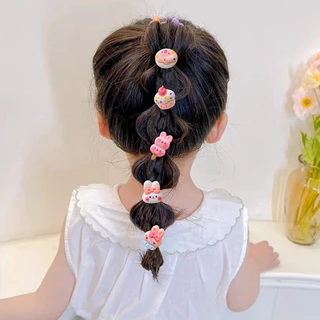 แพ็คละ 10 ชิ้น ชุดยางรัดผมลายการ์ตูนน่ารัก ยืดหยุ่นสูง วัสดุนุ่ม ไม่ทำลายเส้นผม น่ารักและมีสไตล์