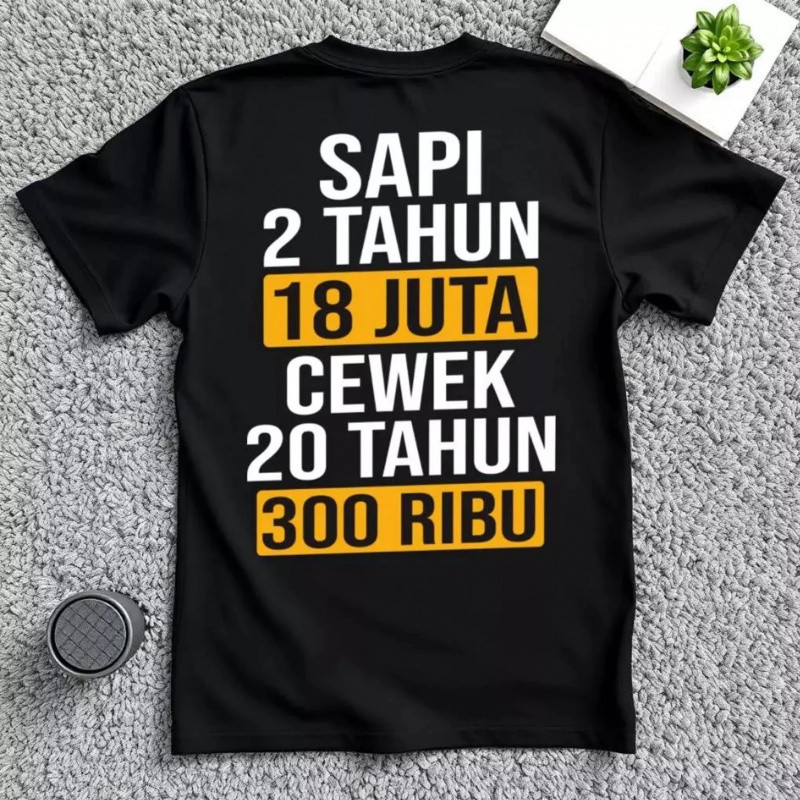 AKaos Sinden Cow 2 Years 18 Million Distro Cotton Combed Shirt - เสื้อยืดคํา