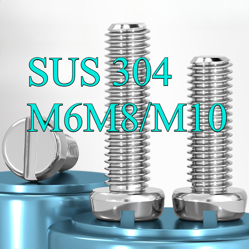 304 สแตนเลส one-slot สกรูหัวทรงกระบอก GB65 สกรู slotted หัวกลม bolt M6M8/M10JYD-ZZ