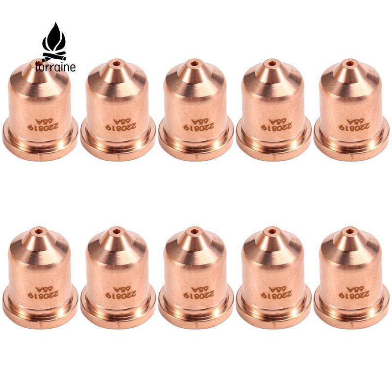 10ชิ้น 220819 65A หัวฉีด Fit สําหรับวัสดุสิ้นเปลืองไฟฉายตัดพลาสม่า 65/85/105