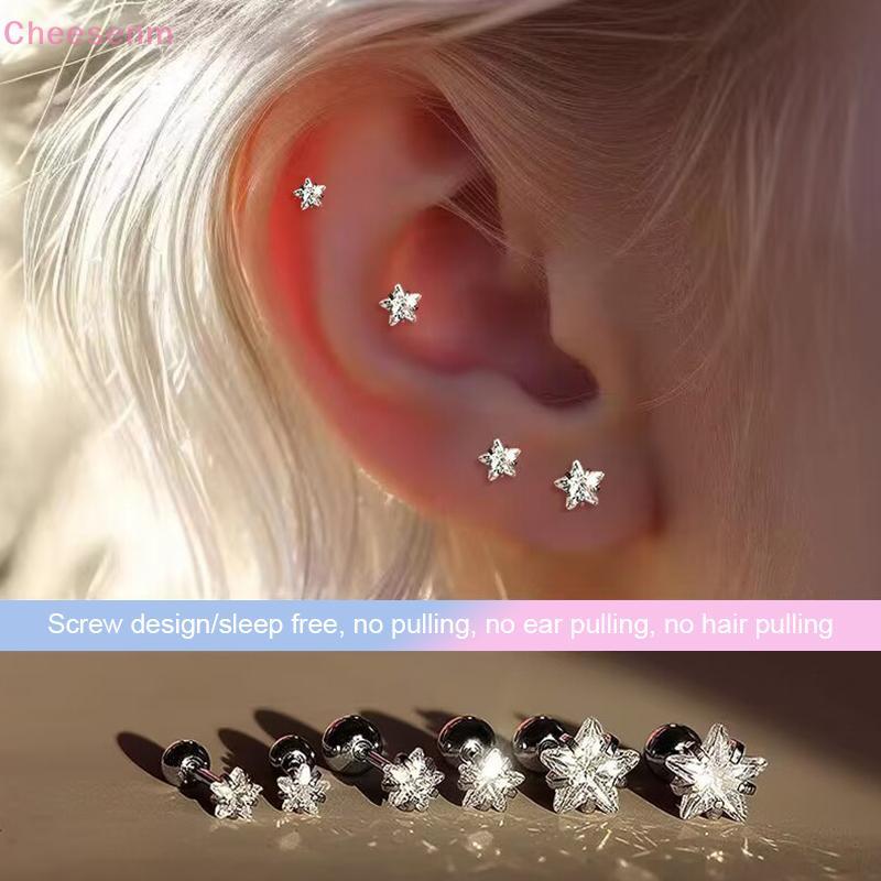 Cheenm 316L สแตนเลส Helix เจาะ Star ต่างหูผู้หญิง 1 ชิ้นแนวโน้ม Zircon Lobe กระดูกอ่อนหูเครื่องประดับอุปกรณ์เสริม TH