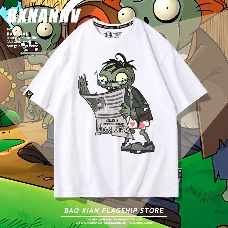 2026 แฟชั่น 2026 Plants vs. Zombies Merchanting แขนสั้นชายข้าวโพด Cannon Giant Zombies เด็กผ้าฝ้ายเส