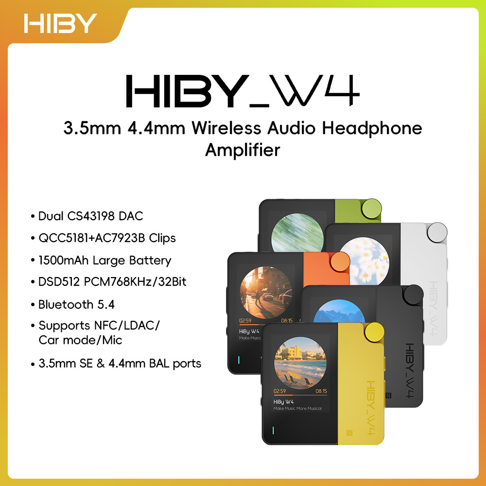 HiBy W4 3.5 มม.4.4 มม.เสียงไร้สาย HiFi เครื่องขยายเสียงหูฟัง USB DAC BT5.4 QCC5181 DSD512 QCC5181 CS