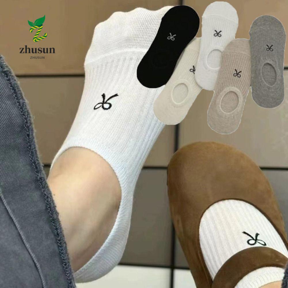 ZHUSUN Bowknot Socks, Spring Summer Solid Color Boat Socks, Cotton Y2K Thin Short Socks