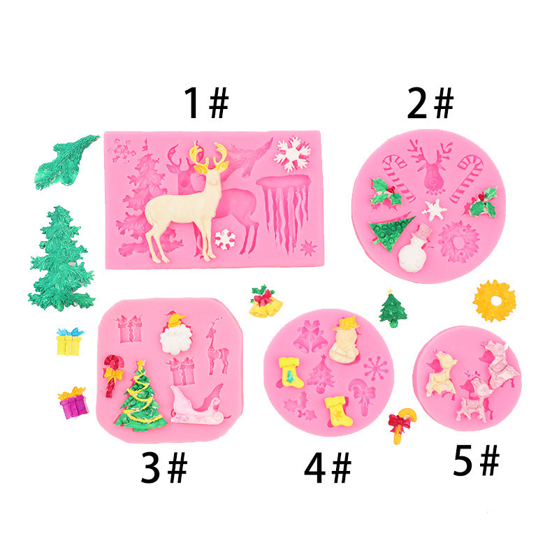 DIY เบเกอรี่คริสต์มาสคริสต์มาส Elk คอลัมน์น้ําแข็ง Cedar ต้นคริสต์มาสเกล็ดหิมะ Fondant เค้กตกแต่งอีพ