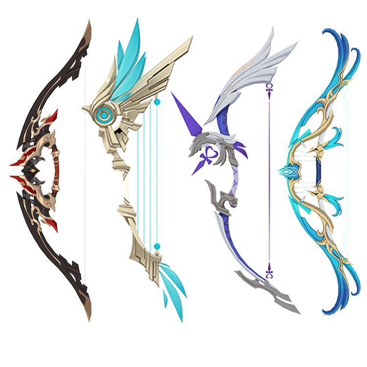 New Product#[2457People Collection]Sky Wing Genshin Bow Collection Handheld Keqing Aqi Fantasy3D pap