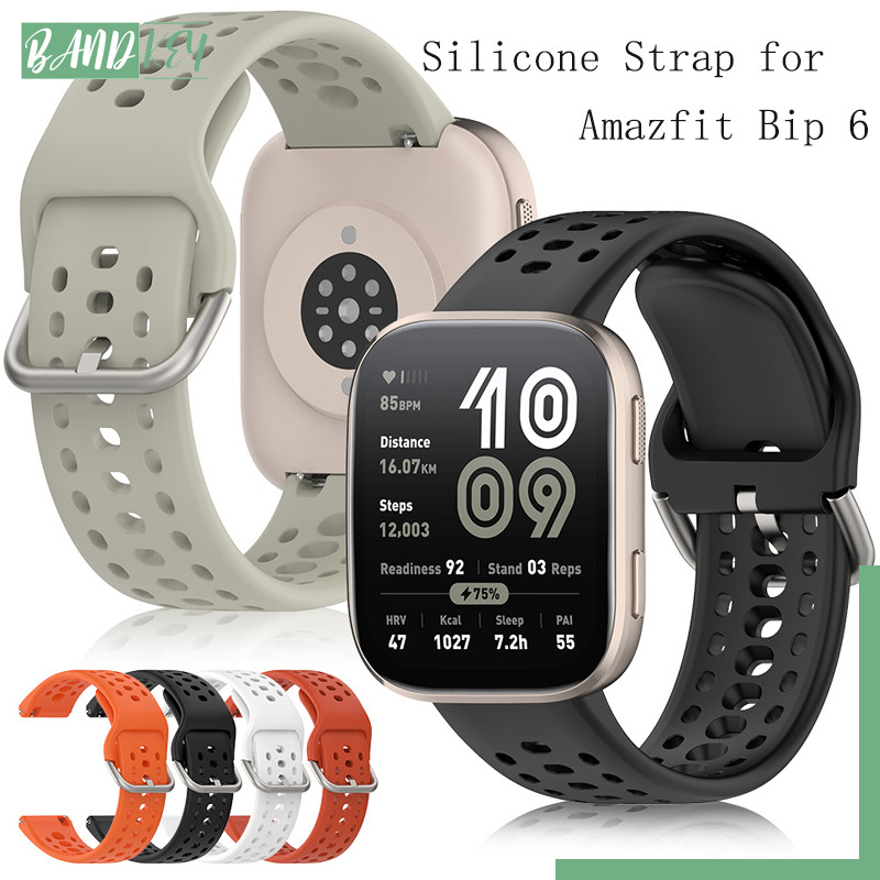 สายซิลิโคน for Amazfit Bip 6 อุปกรณ์เสริมสายรัดข้อมือสายรัดยางระบายอากาศนุ่ม Smartwatch for Amazfit Bip 6