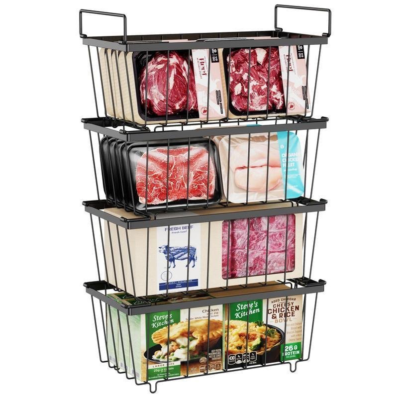 Black Friday DealDeep Freezer Organizer Bins - 3/4//6/8 Pack Stackable Chest Freezer Organizer สําหร